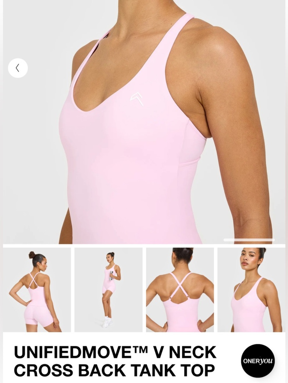 ONERACTIVE UnifiedMove V-Neck Cross Back Tank Top - Light Pink